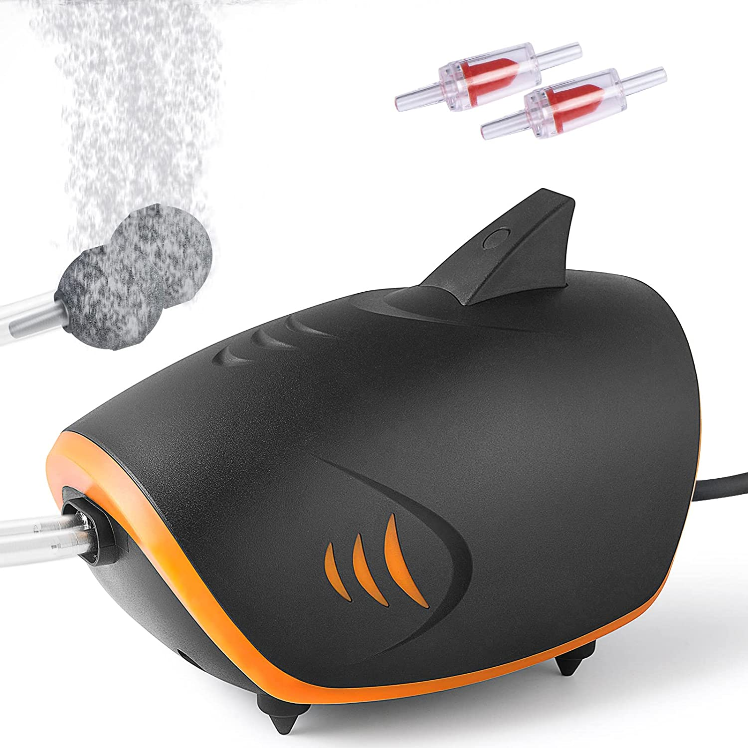 110GPH Powerful Aquarium Air Pump: Quiet 2-Outlets Aquarium Aerator, Adjustable