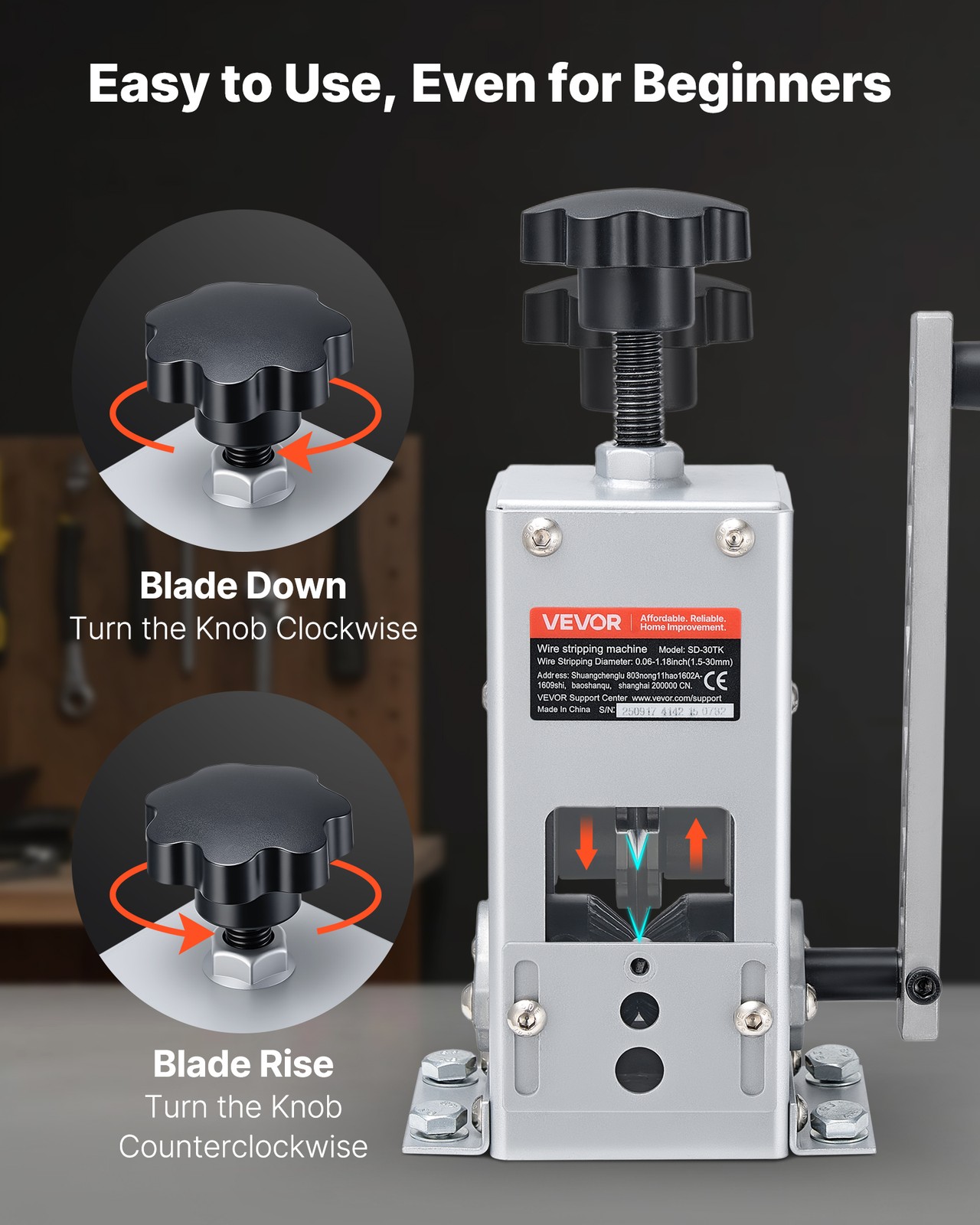 VEVOR Manual Wire Stripper Machine Stripping 0.06-1.18 in Hand or Drill Powered