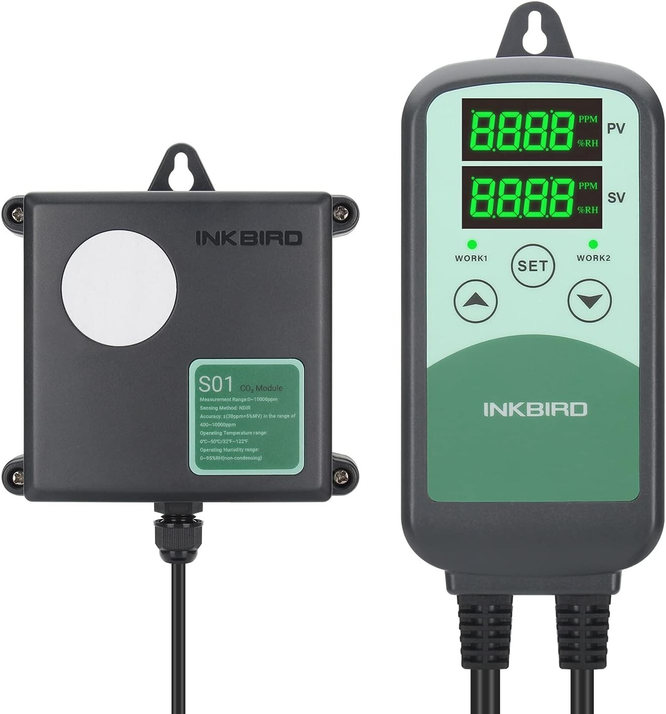 INKBIRD Digital CO2 Controller Regulator ICC500T S01 Probe Greenhouse HVAC US
