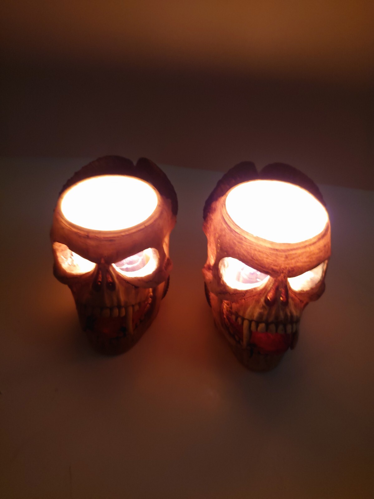 Distressed Skull Vampire Mug/Cup Candle Holder,Pen Holder decorative Lot Of (2)