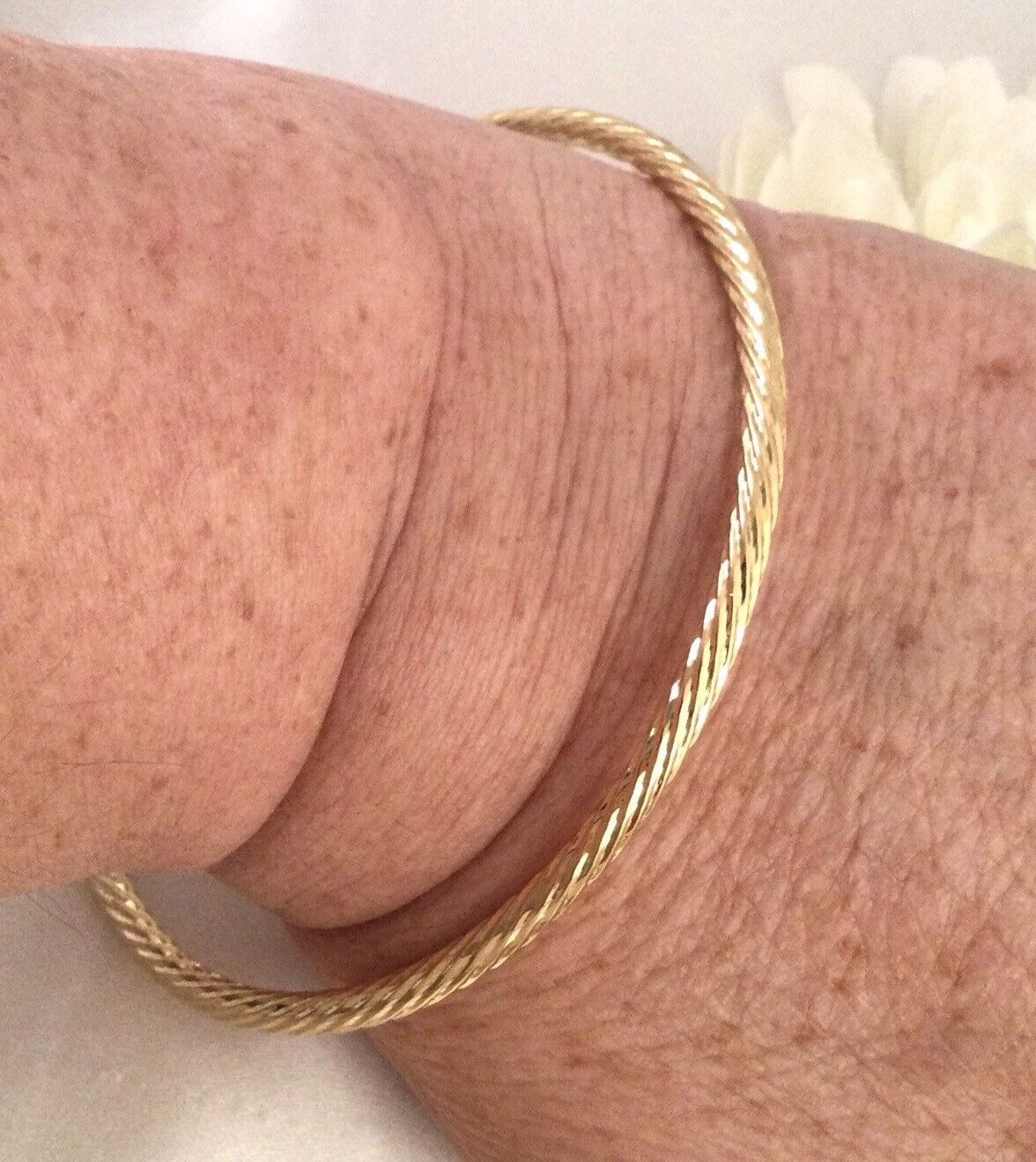 Vintage Jewellery Yellow Gold Twist Golf Bangle Antique Deco Jewelry small size