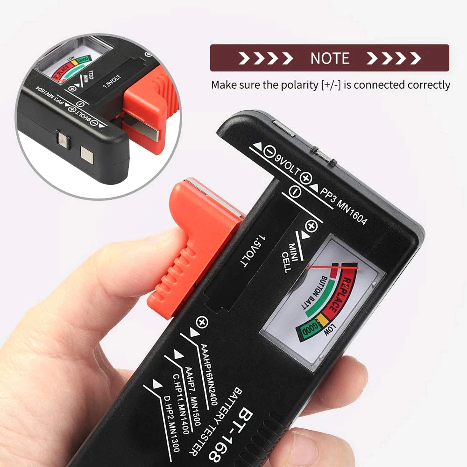 Battery Tester Checker Universal For AA AAA C D 9V 1.5V Button Cell Batteries US