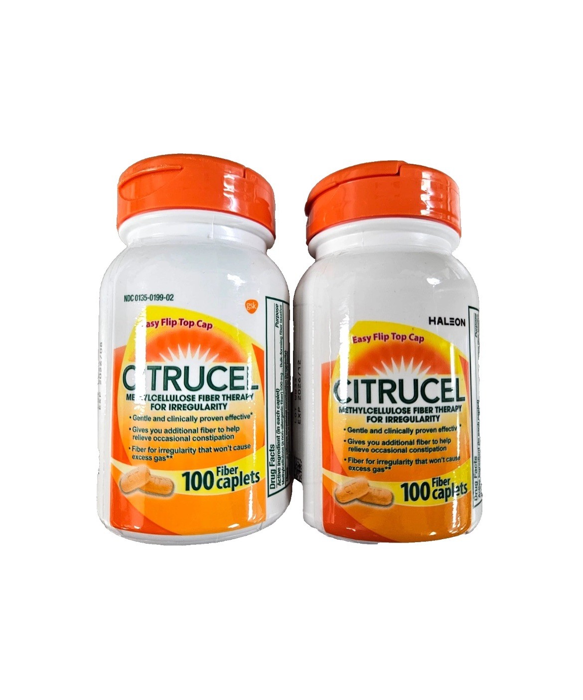 2-CITRUCEL Fiber Therapy Regular Strength -100 Caplet Each Bottle Exp: 2027+