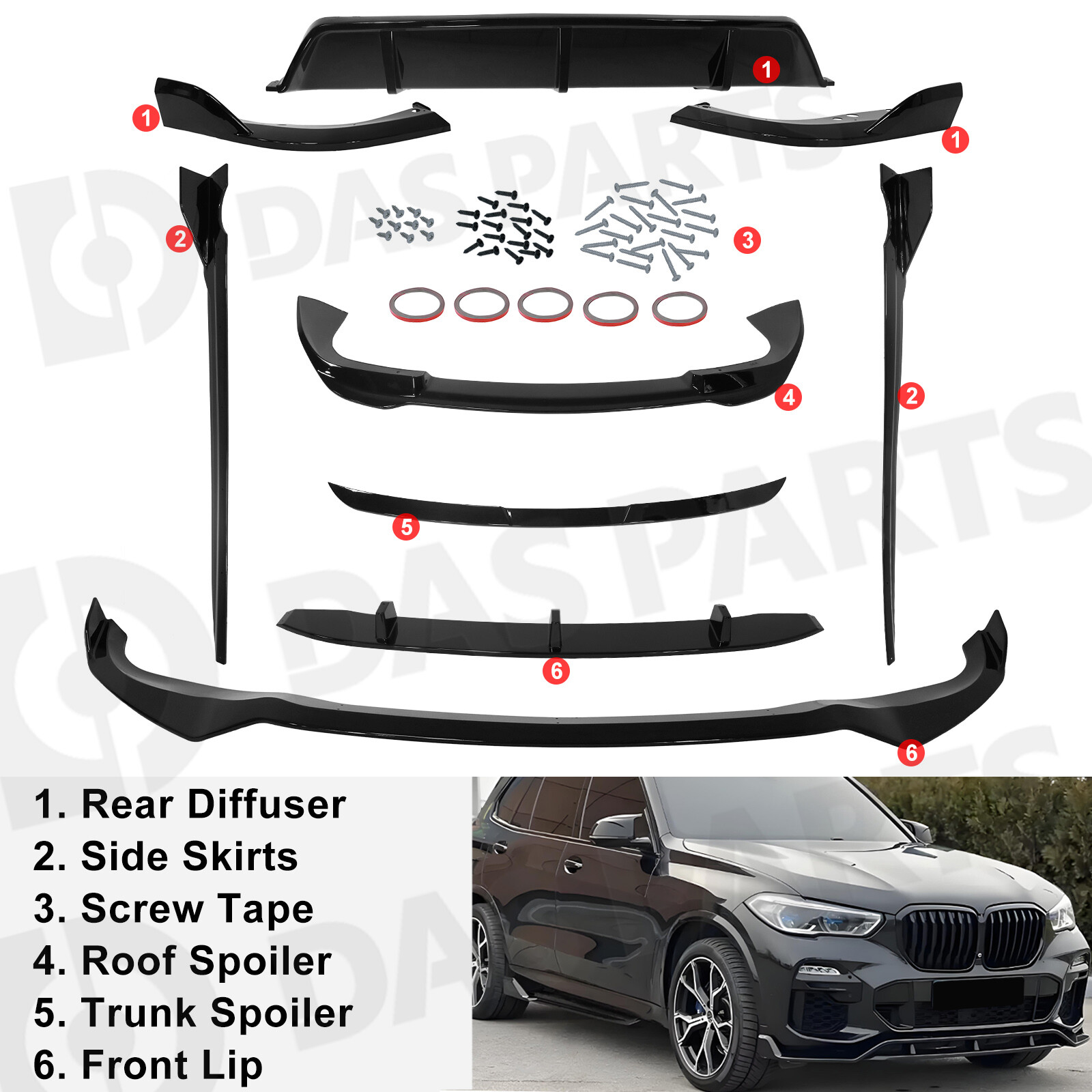 Body Kit For BMW X5 G05 2019-2022 Front Lip Rear Diffuser Spoiler Side Skirts