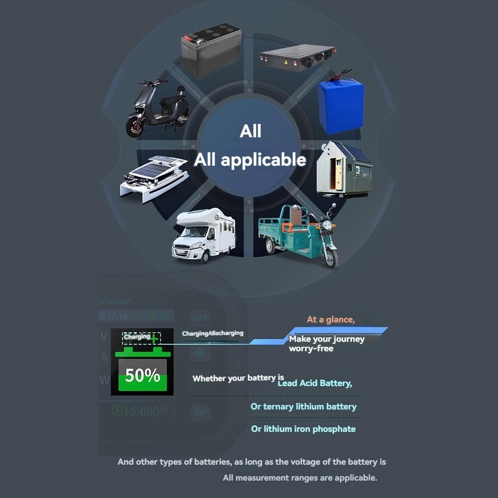 WiFi Battery Monitor Wireless 400A Battery Capacity Indicator Battery Coulometer