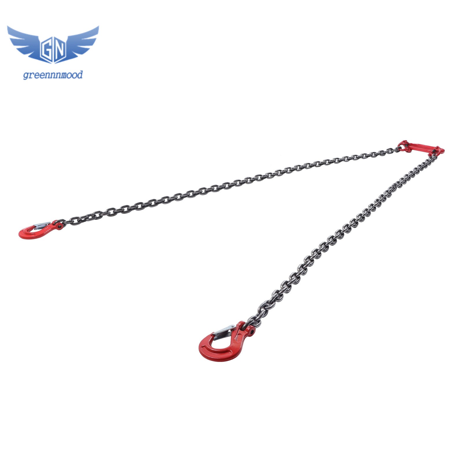 6600LBS Double Leg Chain Sling with Hooks, 5Ft 5/16" G80 Alloy Steel 2 Leg Red