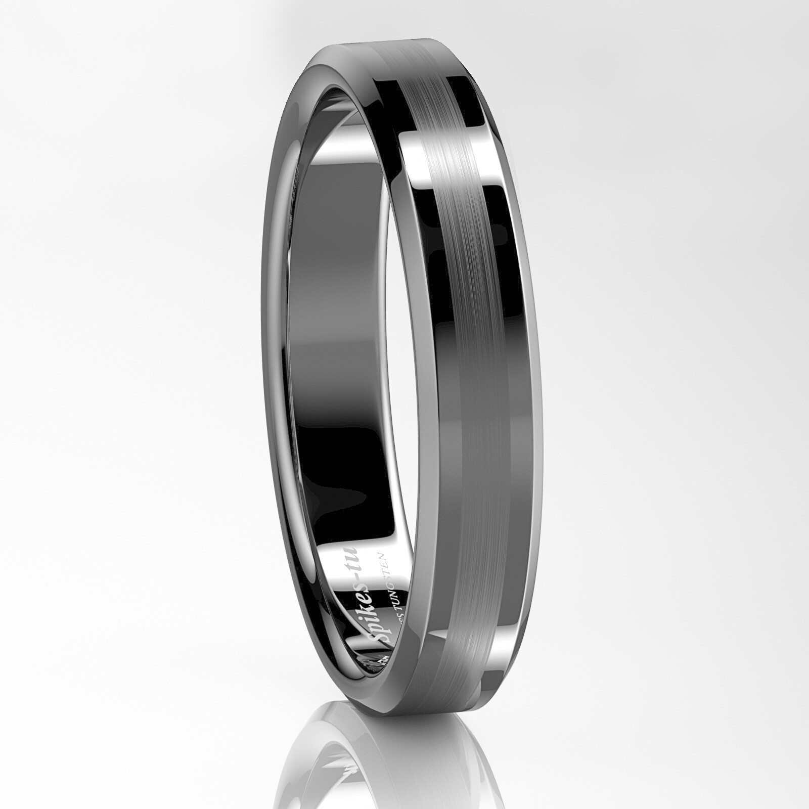 8/6mm Brushed Center Silver Tungsten Carbide ring Wedding Band ATOP Mens Jewelry