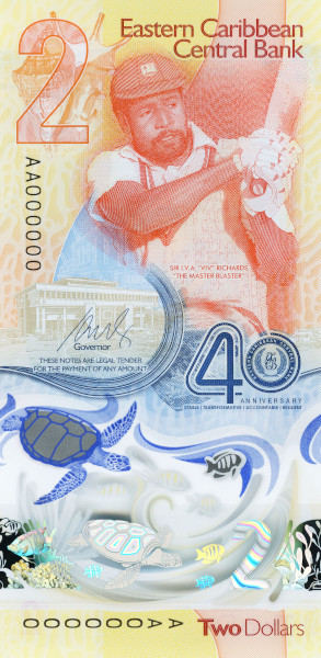 *US SELLER* 2024 East Caribbean 2 Dollars 40th P 61 Polymer AA Prefix UNC