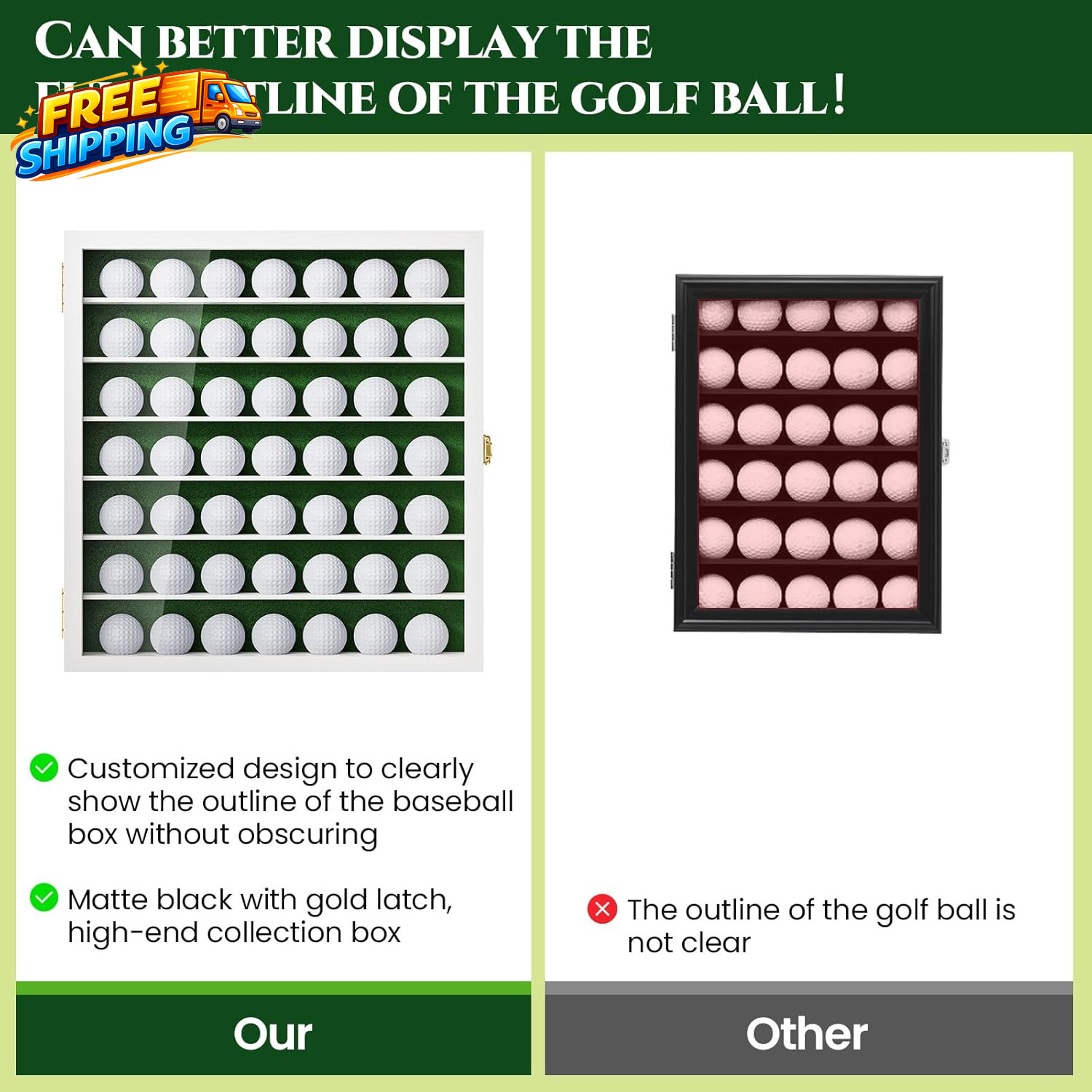 Golf Ball Display Case for 49 Balls