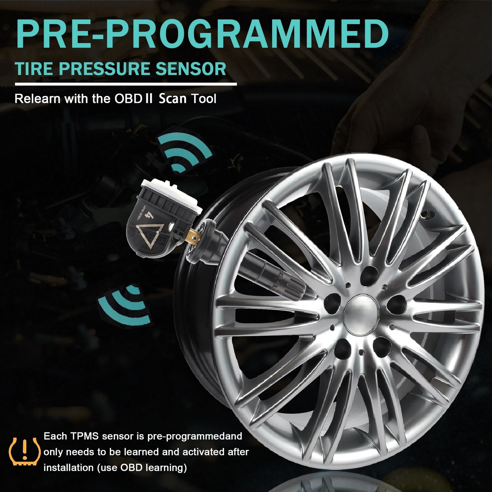 TPMS Sensors Tire Pressure Sensors 433MHz Compatible with Chevy Silverado Tah...