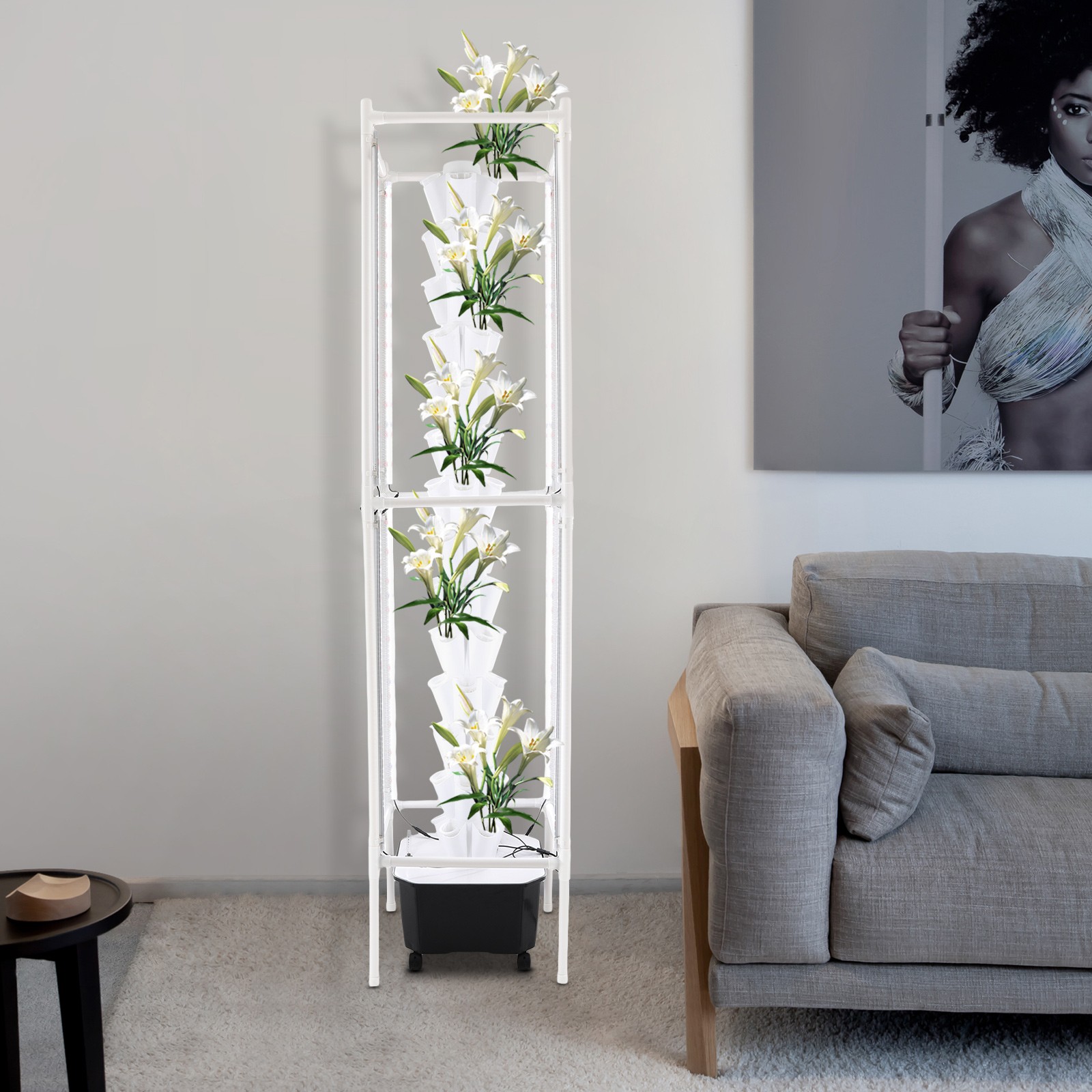 Hydroponic Growing System with Grow Light 70Holes Indoor Hydroponic Tower Garden