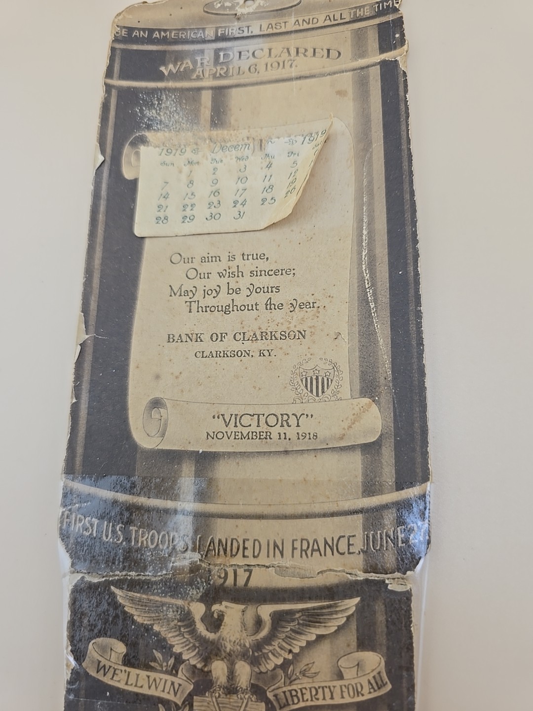 WWI Ephemera Victory War Advertising Bank Of Clarkson KY Loan Propaganda
