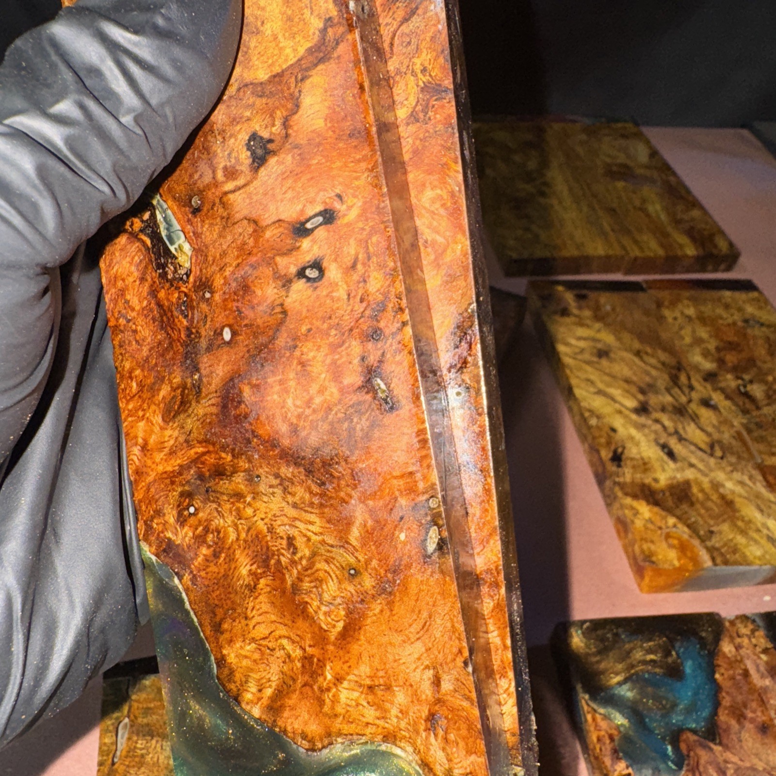 STABILIZED HYBRID MANGO BURL,KNIFE SCALE,TOOL HANDLE, This Sell Is For 1 Pair!