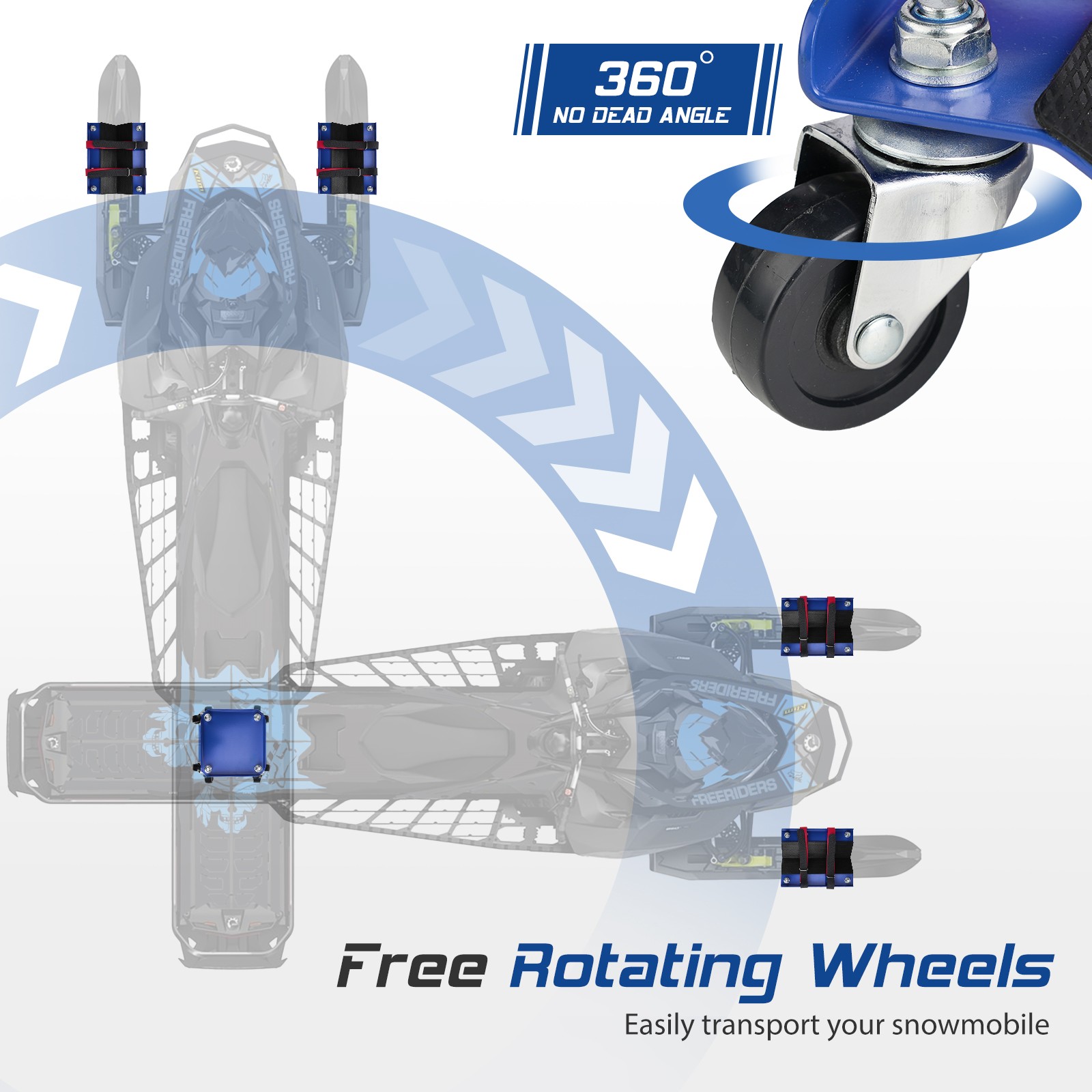 3PCS Snowmobile Dolly System Set 1500 Lbs +12 Wheels Blue