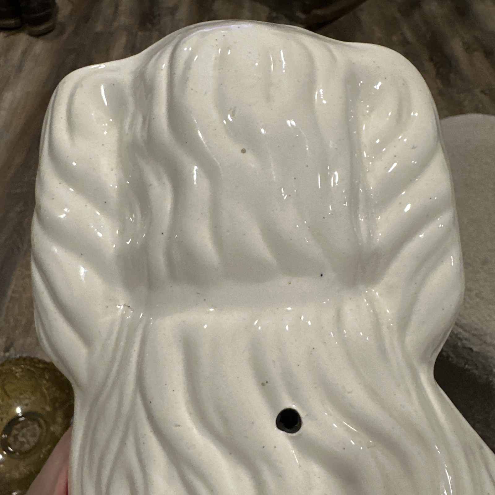 19thC STAFFORDSHIRE WHITE & GILT SEATED SPANIEL DOG Large 15 Inches Tall Rare