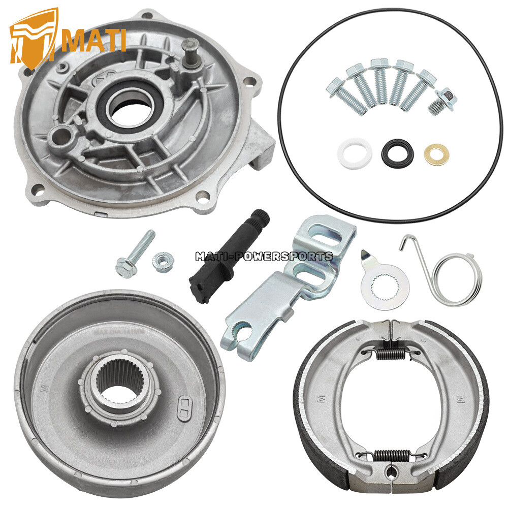Rear Brake Plate Cover & Drum Hub Shoes Kit for Honda Recon 250 TRX250 1997-2023