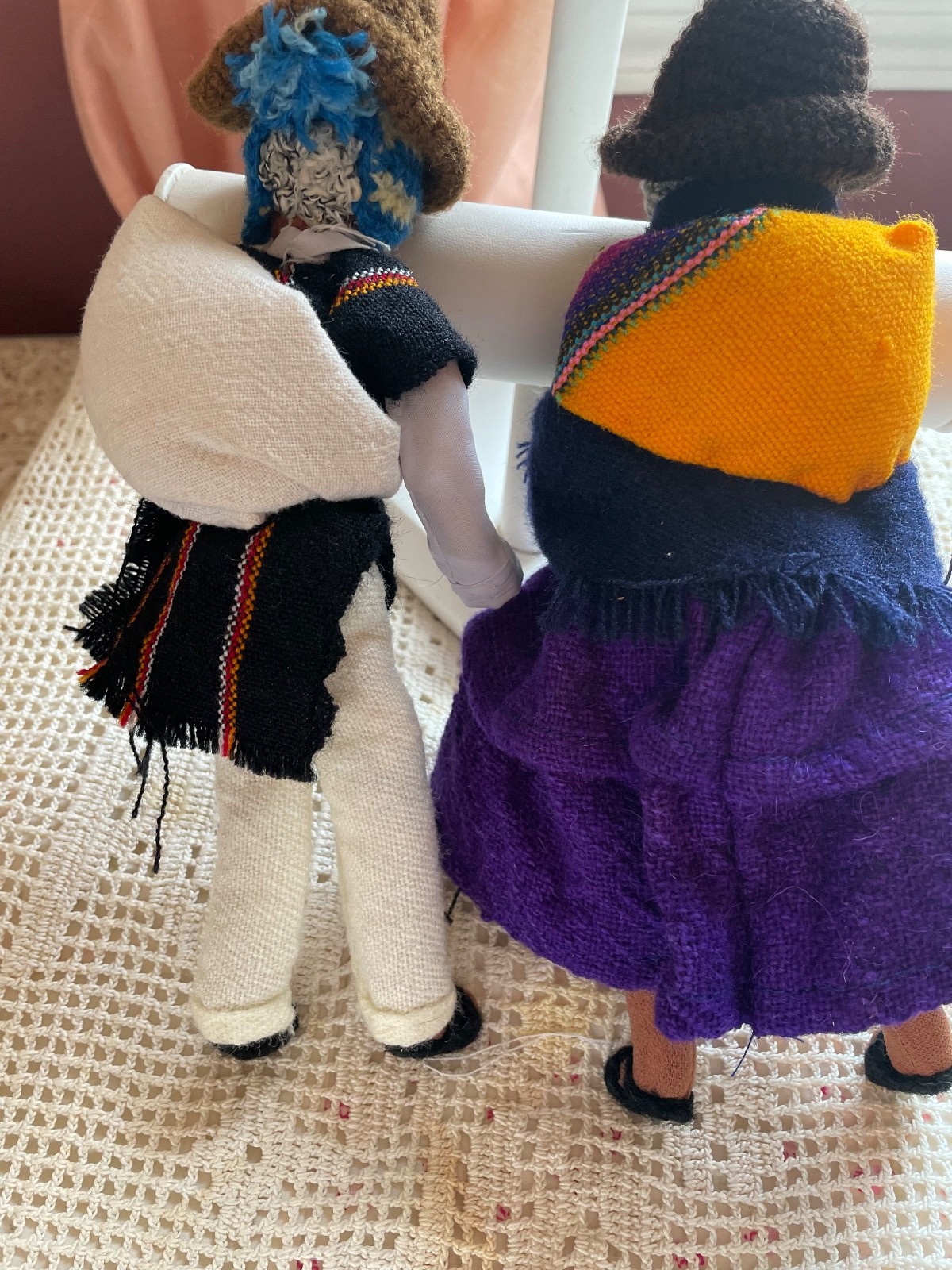 Set Of Hand Woven Peruvian Cloth Dolls 9” tall, 100% Natural Fiber