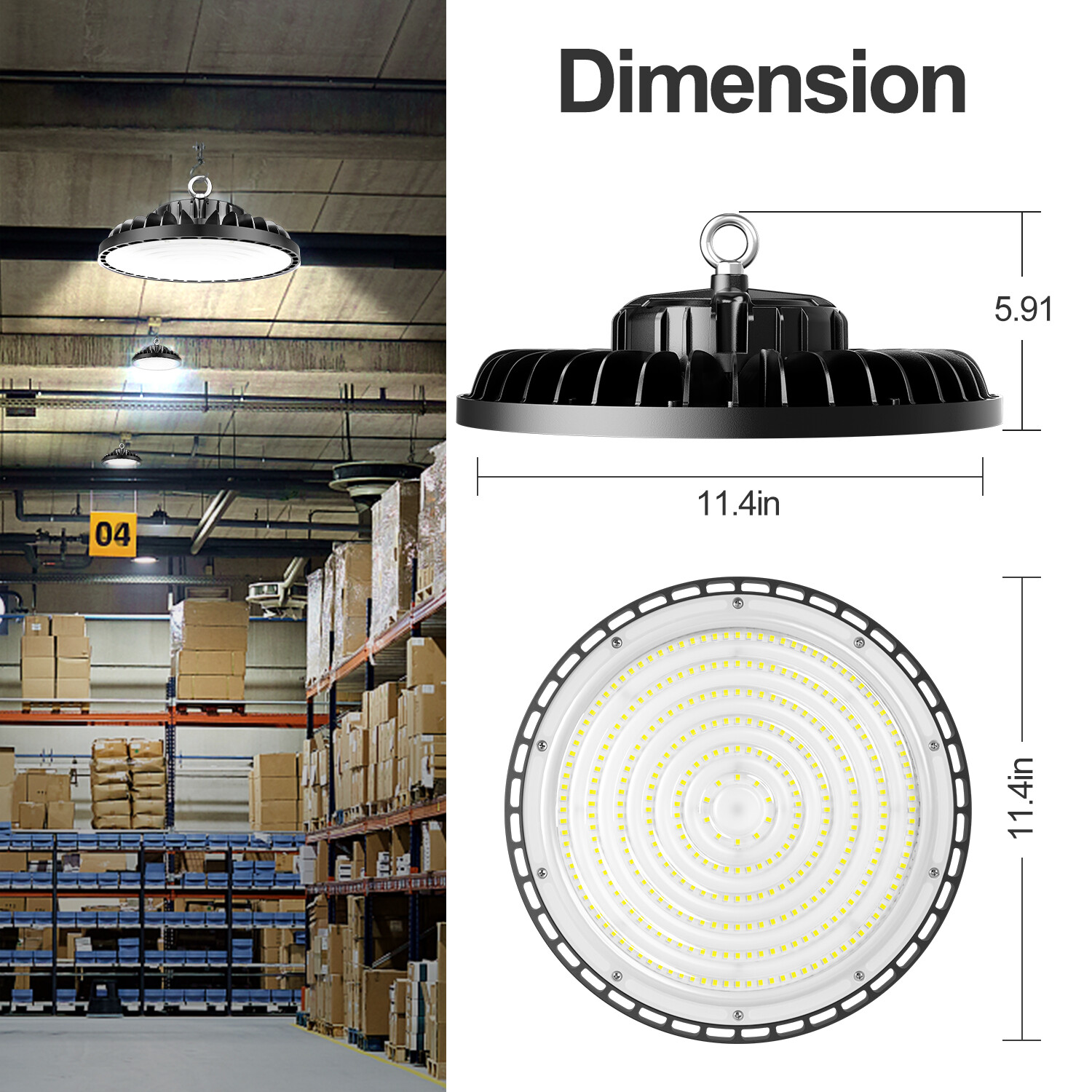 8 Pack 200W UFO Led High Bay Light Commercial Industrial Warehouse Shop Lights