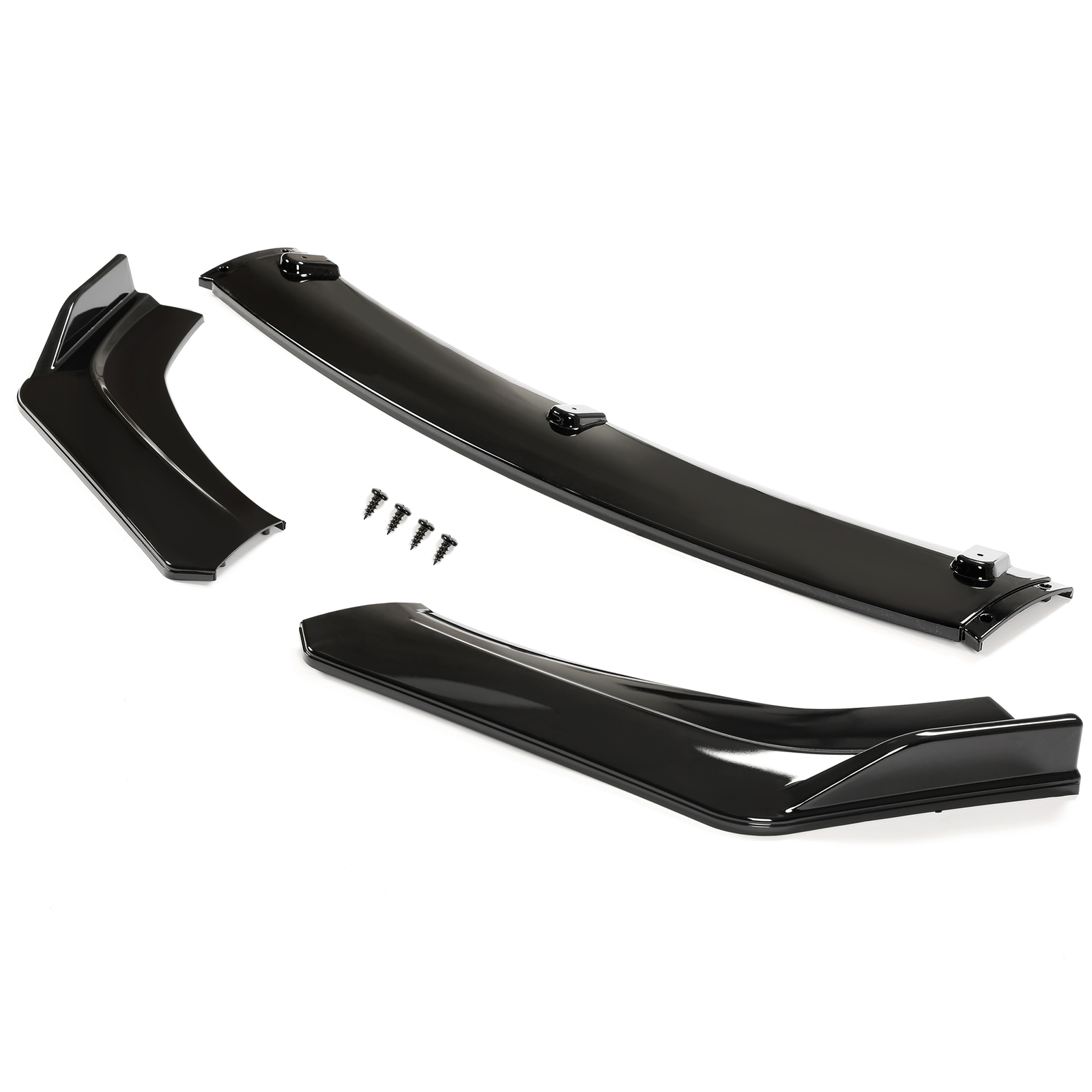 For 2016-2021 Honda Civic Glossy Black Front Bumper Body Kit Spoiler Lip 3PCS