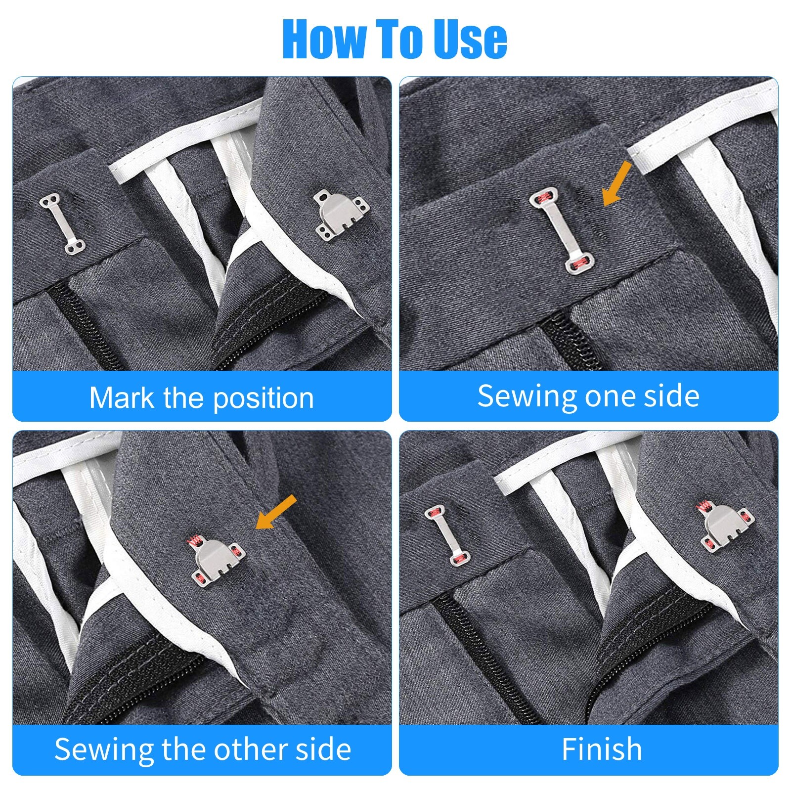 100 Pair Sewing Hook and Eye Closure 3 Styles Fasteners for Trousers Skirt Dress