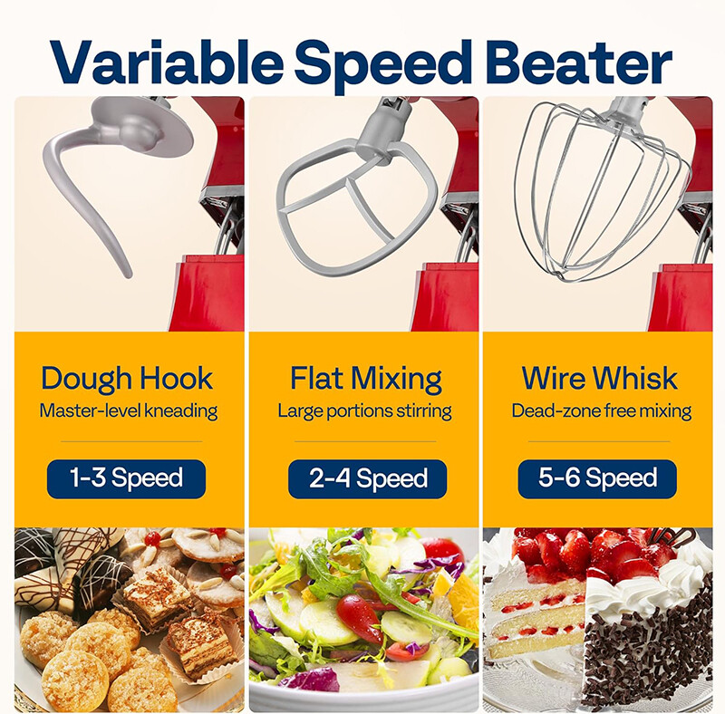 Stand Mixer 6Speed 7.5Qt 9-in-1 w/ Fermentation Timer Meat Grinder Juicer Slicer