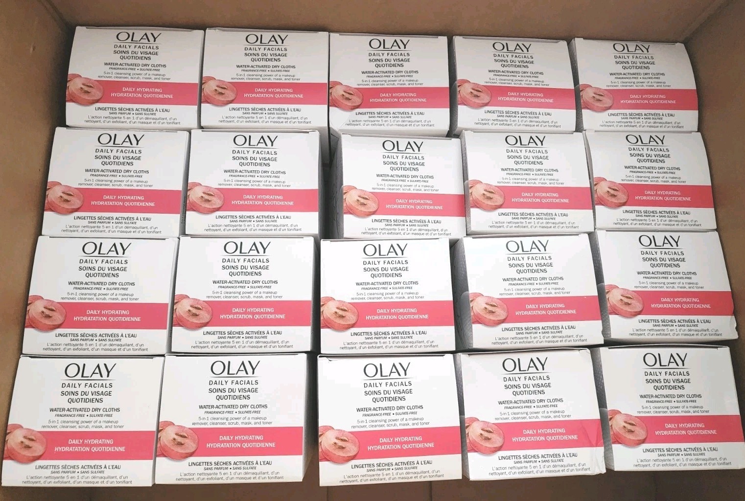 Lot Of 20 Boxes Olay Daily Facials 5 In 1 Cleanser Dry Cloths