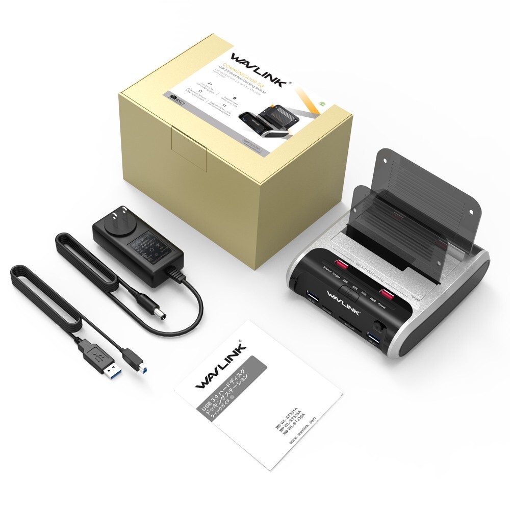 USB 3.0 to SATA 2.5" 3.5" SSD HDD Hard Drive Docking Station SD Card Reader Hub