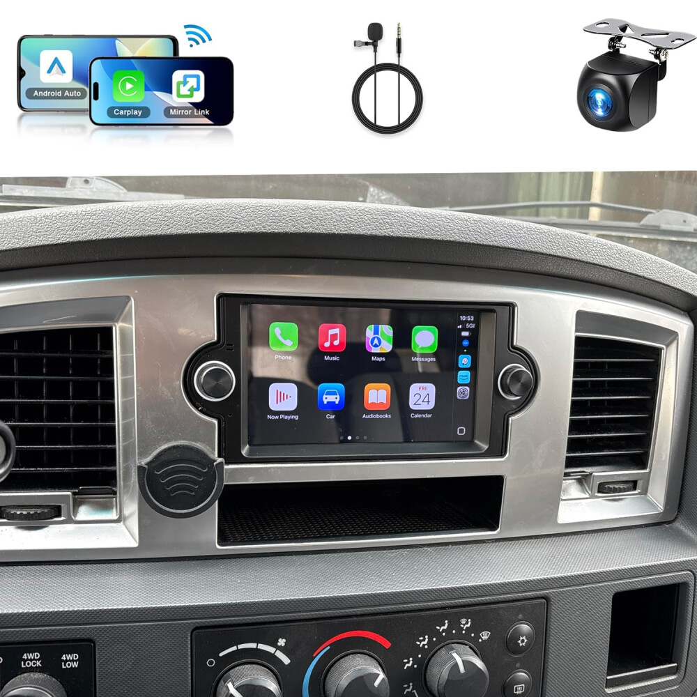 For 2006 2007 2008 DODGE RAM 1500 2500 3500 CarPlay Android 15 Radio GPS SWC