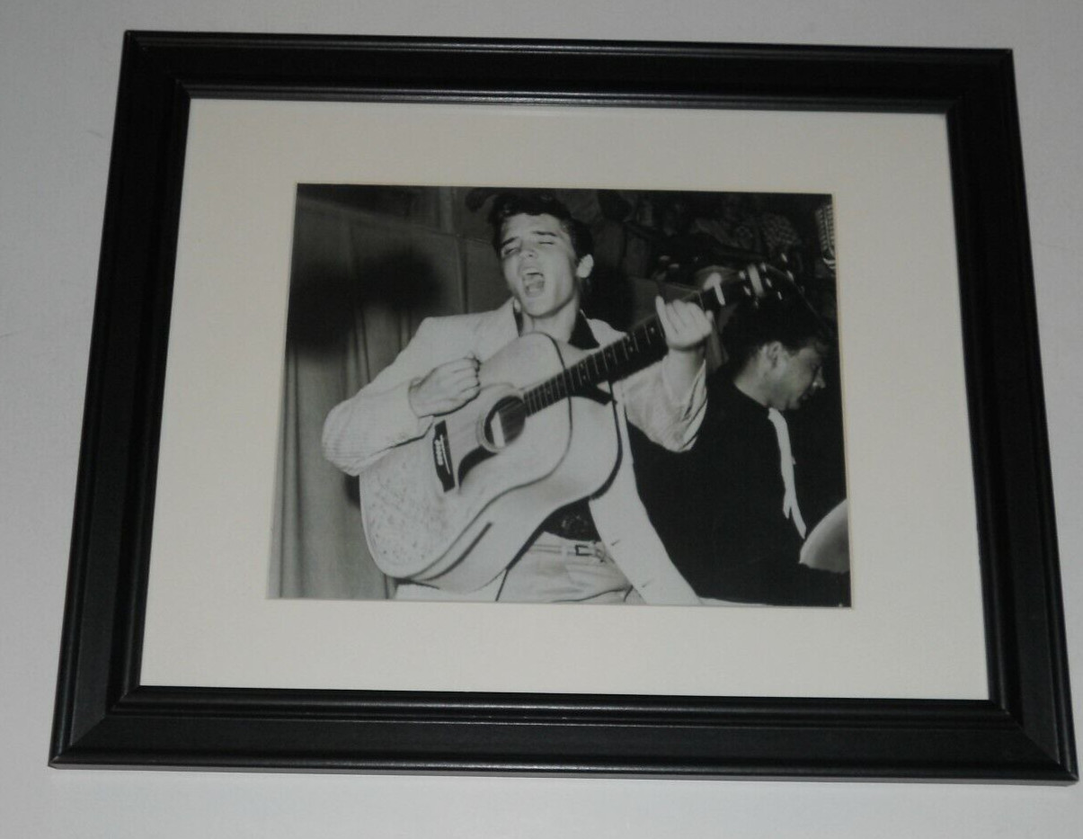 Large Framed Elvis Presley on Stage 1956 w/ Guitar King of Rock n Roll 24" x 20"