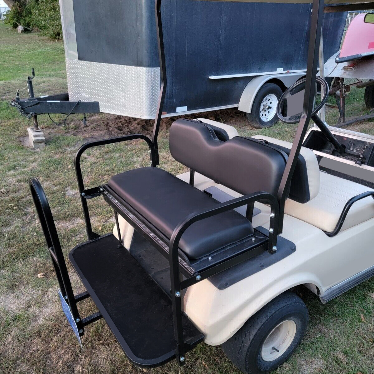 Rear Flip Seat Kit Grab Bar Roof Support For Club Car Golf Cart DS 1982-2000.5