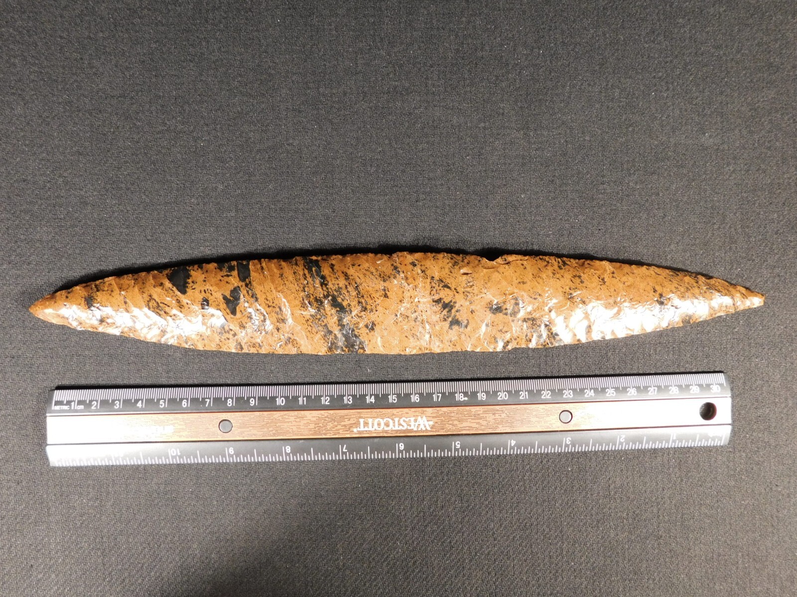 Huge! Ancient COLIMA Mahogany Obsidian Blade Knife or Spear Mexico 212gr