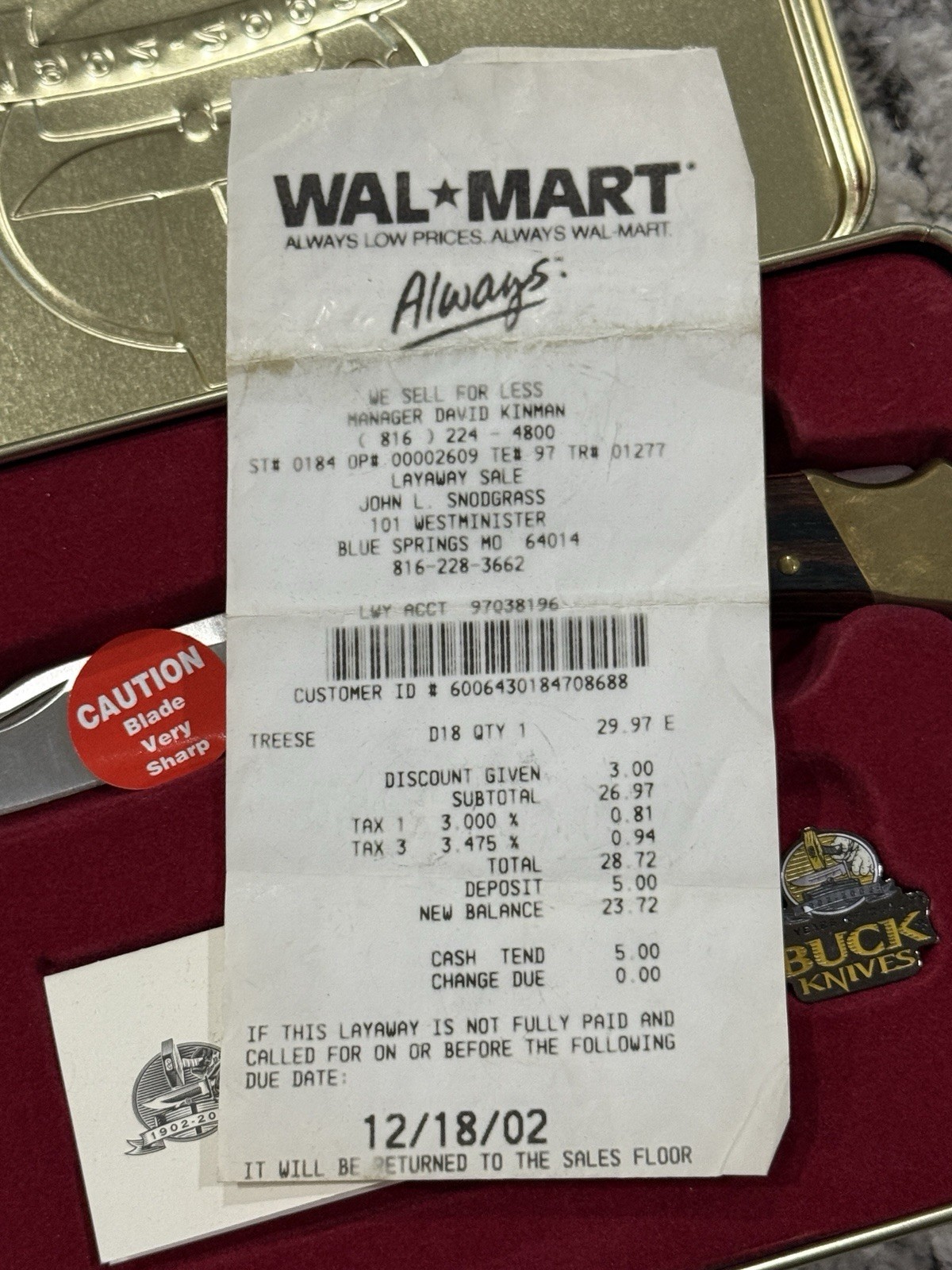 NOS 2002 Buck 112 100th Anniversary Knife Tin Pin 100 Year Collectable | USA