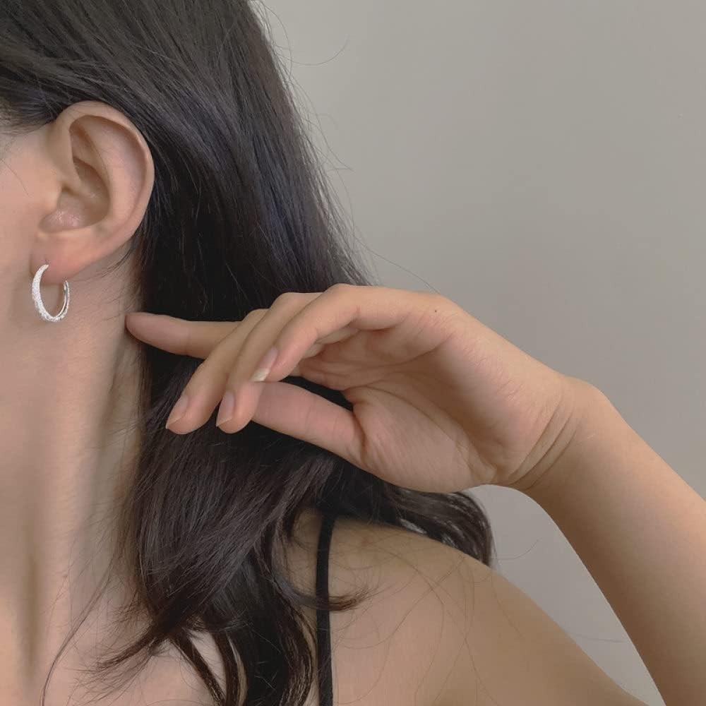 2 Pairs Silver Round Sparkling Starry River Hoop Earrings