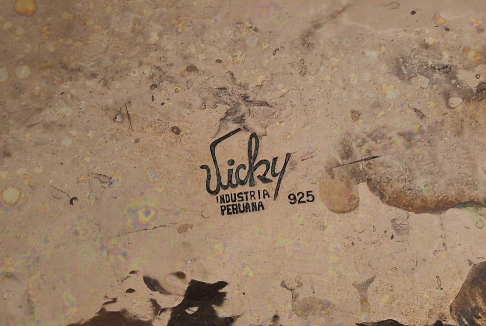 Peruvian Sterling Silver & Hammered Copper Biomorphic Tray