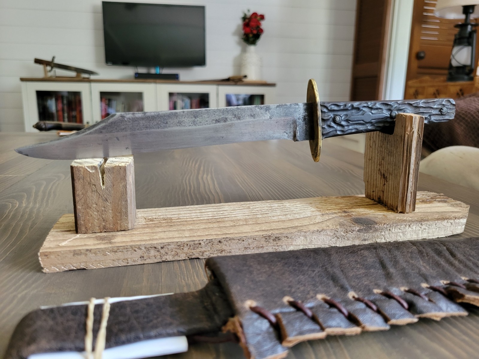 Antique Post Civil War Bridgeport Gun Company Buffalo Handle Bowie Knife