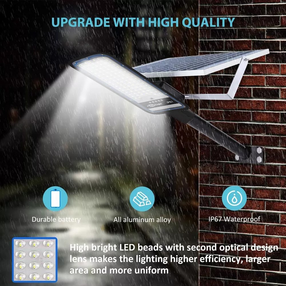 Commercial Solar Street Lights Outdoor Dusk-to-Dawn Solar High Bright Aluminum