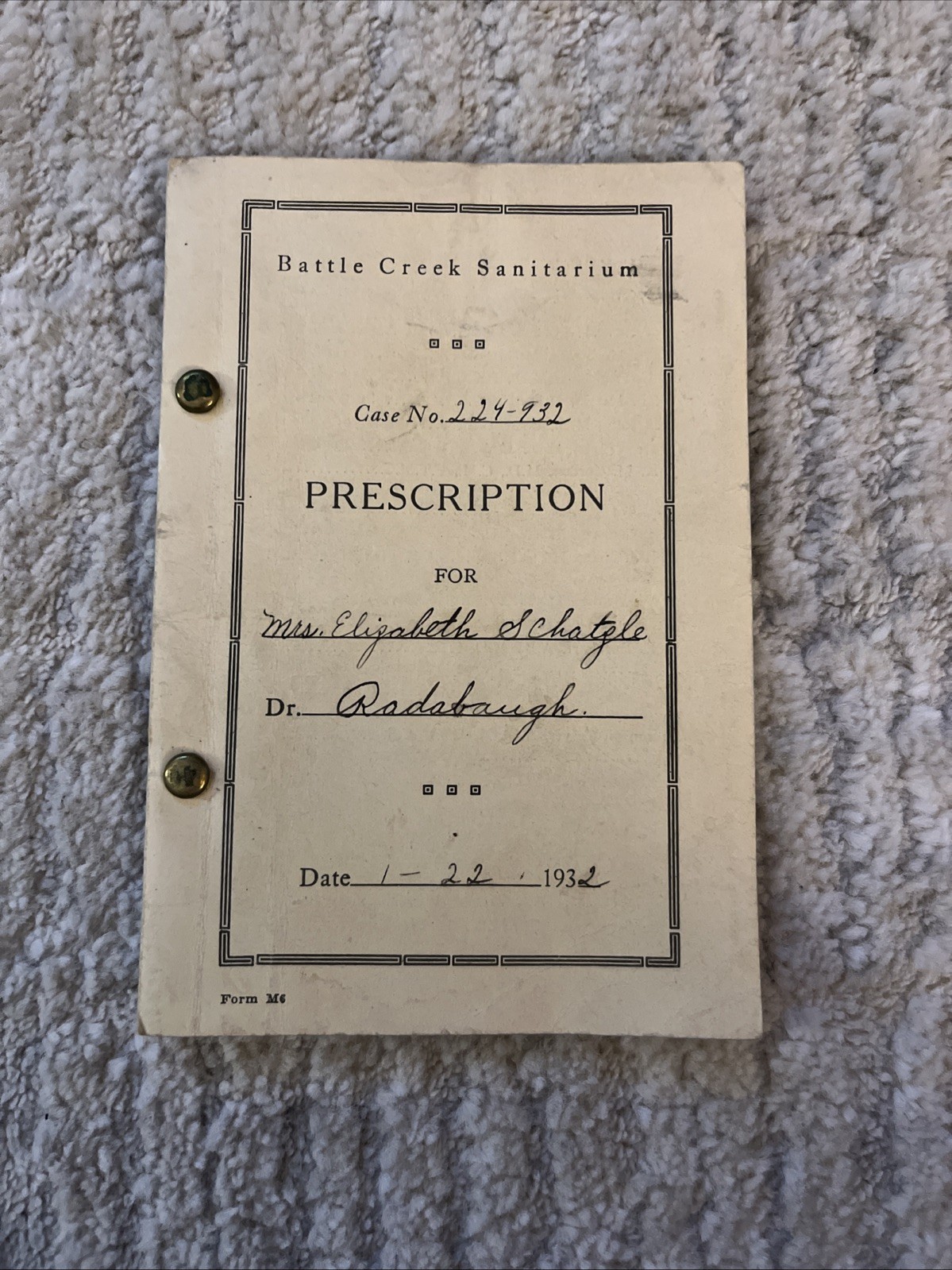 Battle Creek Sanitarium Michigan Prescription Empemera