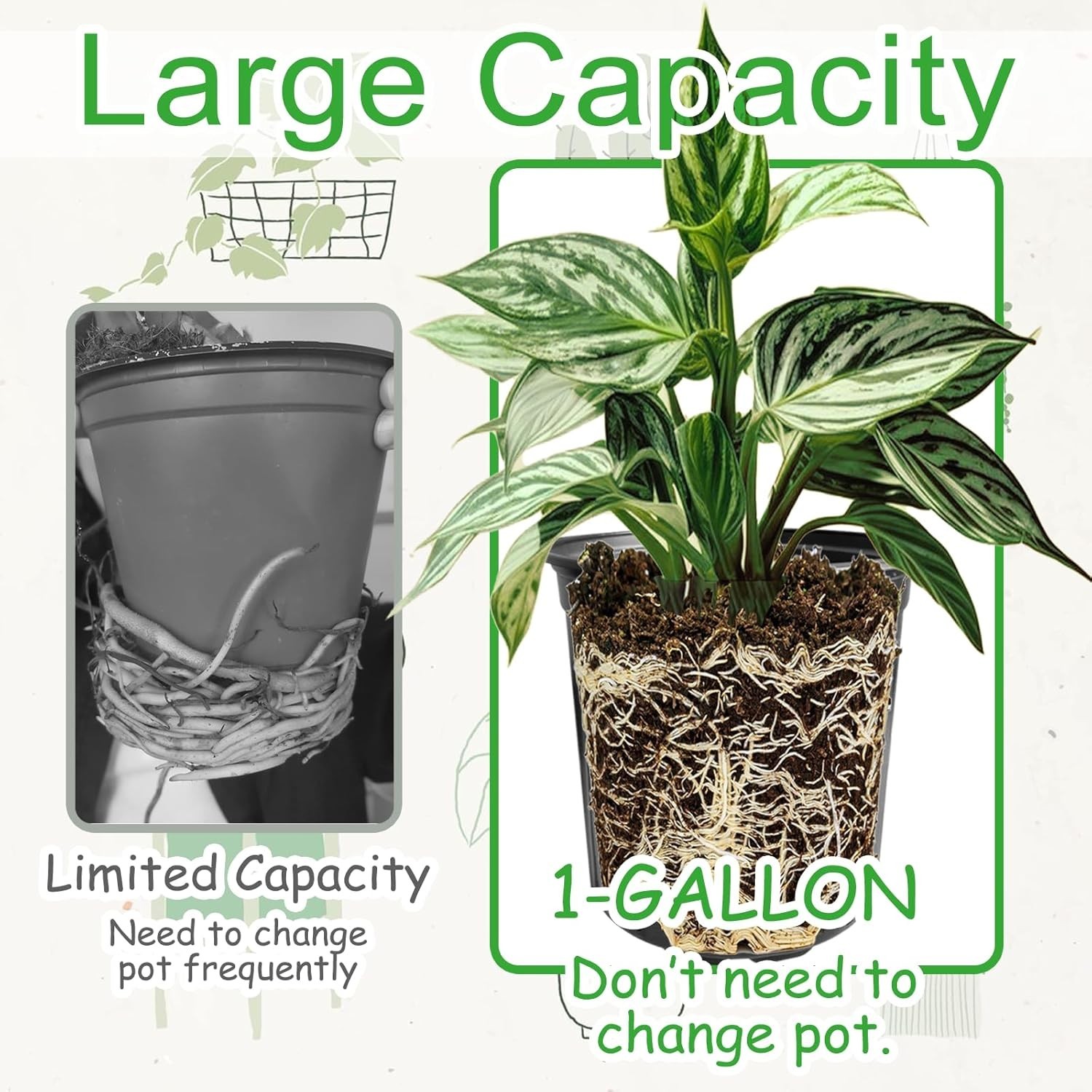 60 Pack 1 Gallon Flexible Plant Nursery Pots Black Plastic Plant Pots with Holes