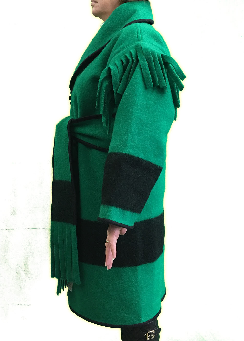 AuSable® Brand Full Wool Capote Coat Green Color Size Large (6'3" - 6'8")