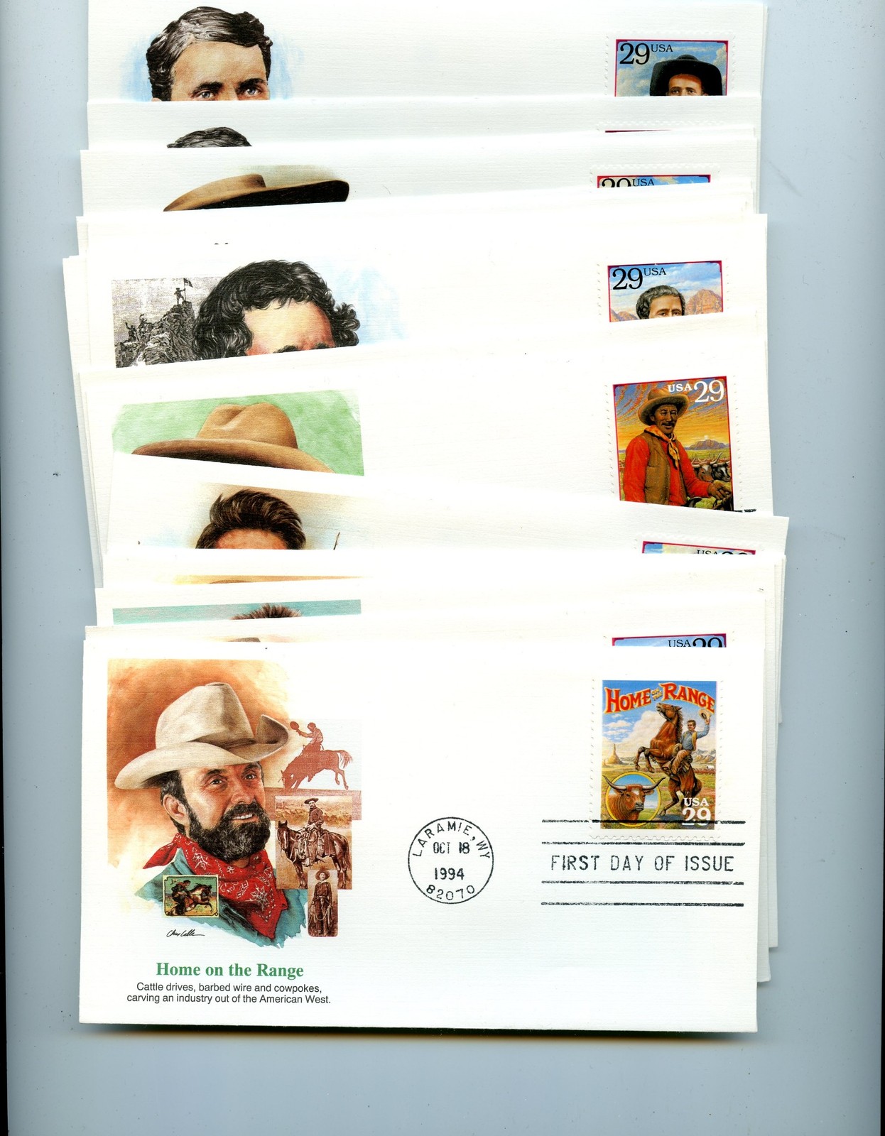 WWLF FLEETWOOD CACHET FDC LEGENDS OF THE WEST 2869a-t COMPLETE SET OF 20 COVERS