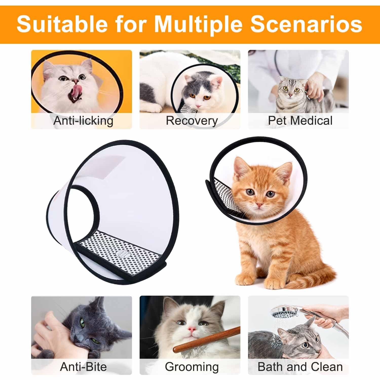 2 Pack Cat Cones to Stop Licking, Pet E Collar Pet Cone for Kitten Cones Afte...