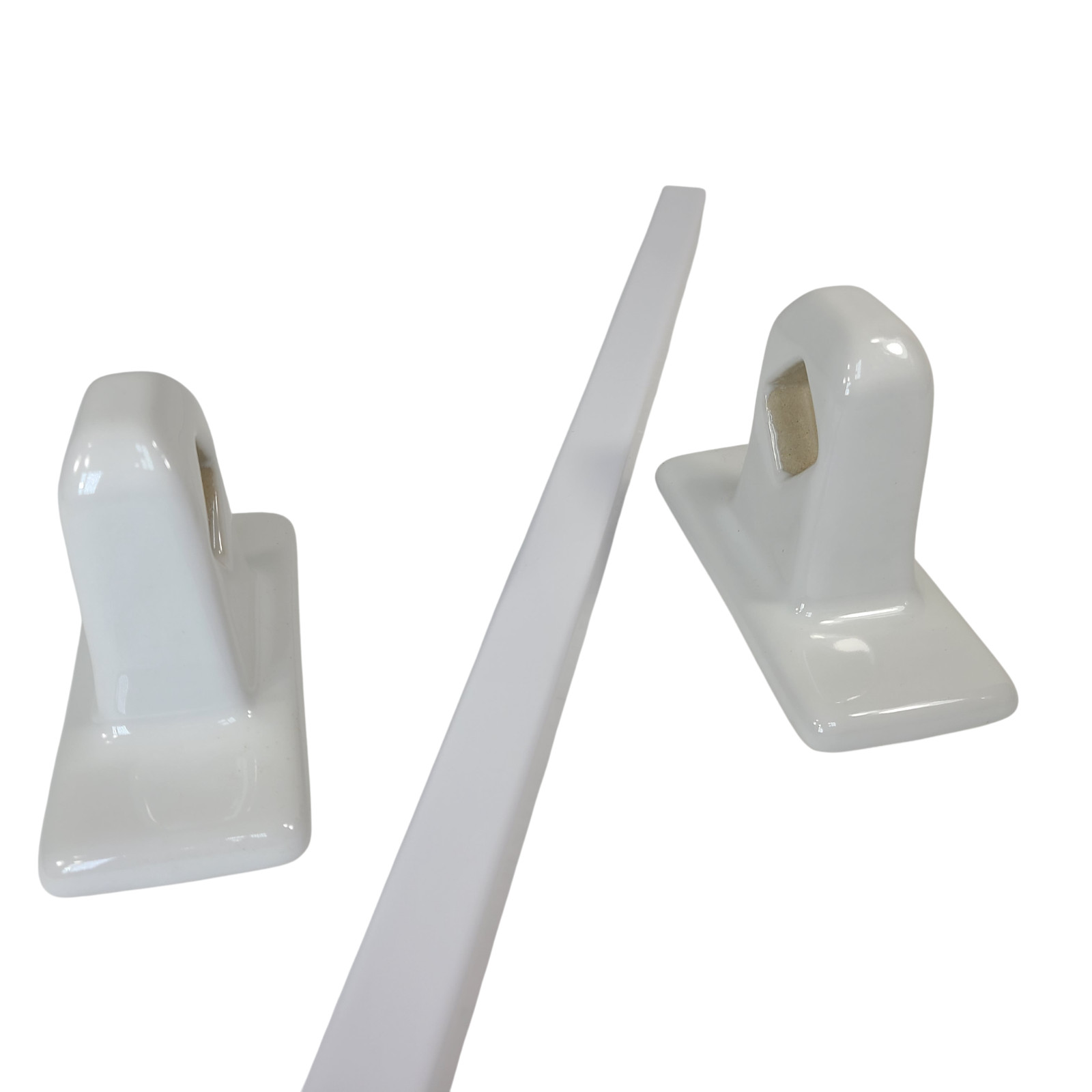 Vintage White Ceramic Tile Towel Rod Rack Post Holder Brackets 24 in Acrylic Bar