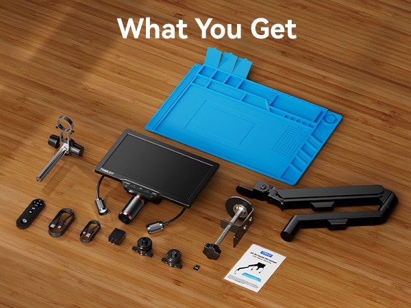 TOMLOV 3D Digital Soldering Microscope 38MP 2000X Coin Microscope Flex Arm 3K