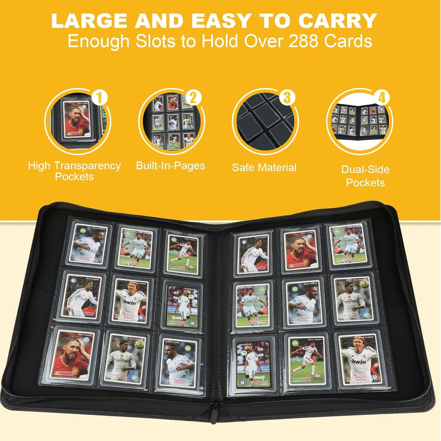 Toploader Binder,Toploader Hard Cases, 9-Pocket Pages Sleeves Hold up 288 Cards.