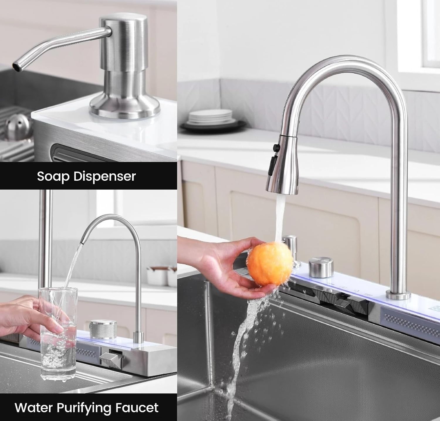 33x22 Inch Stainless Steel Undermount Kitchen Sink Single Bowl with Faucet Combo