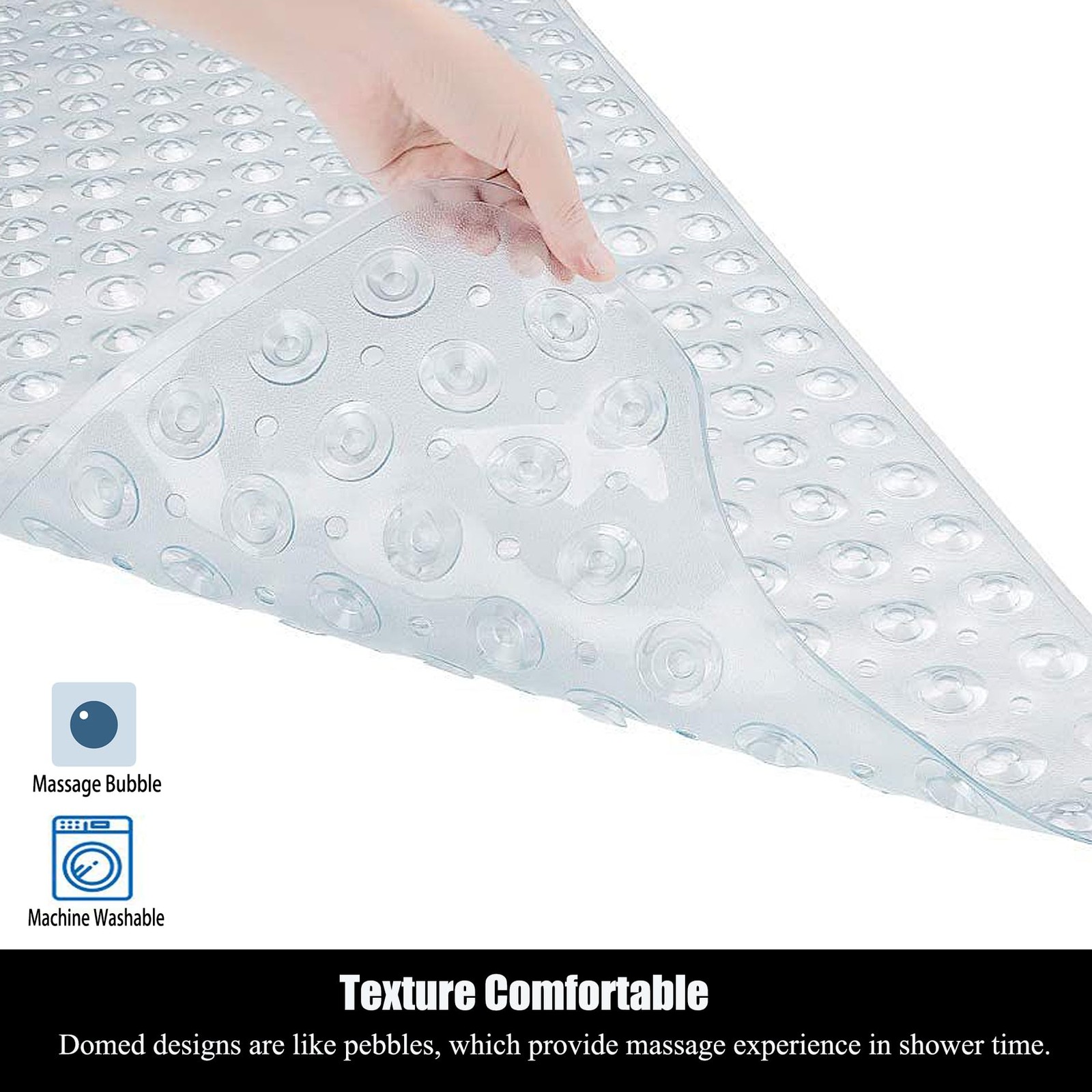 Bathtub and Shower Mats, 28 x 15 Inch Non-Slip Bath Mat, Machine Washable Bath