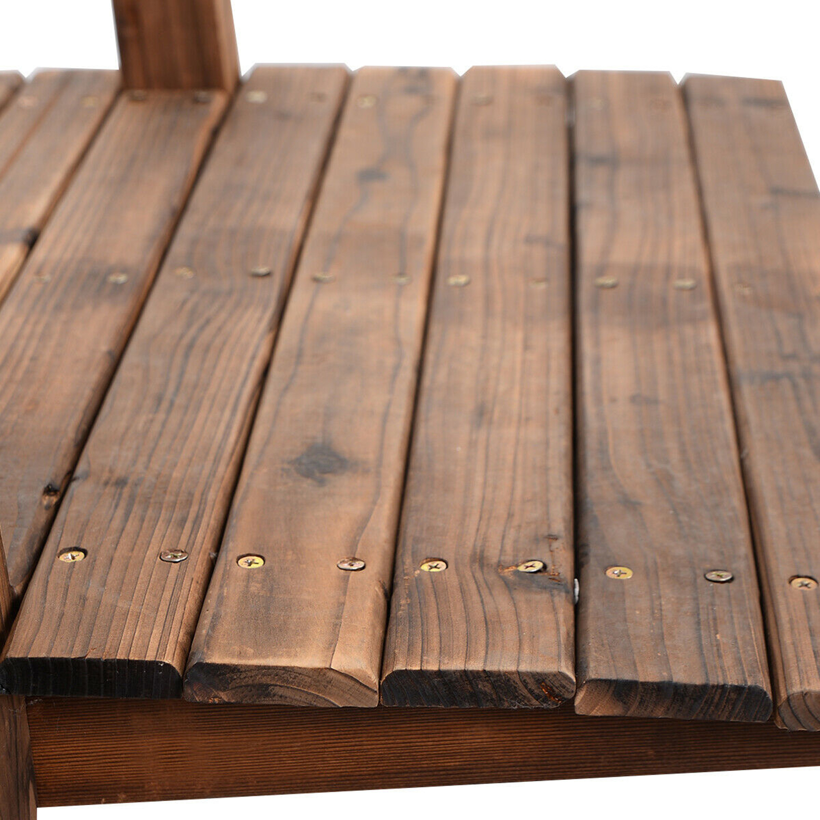 5Ft Garden Wooden Bridge Decoration Backyard Pond w/ Safety Rails Brown