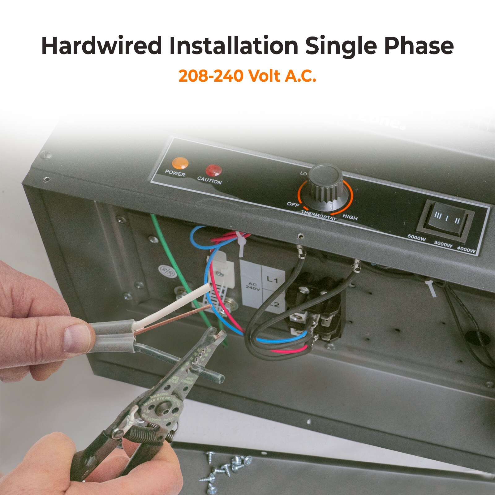 Comfort Zone 5,000 Watt, 240-Volt Industrial Ceiling Mounted Heater, Grey