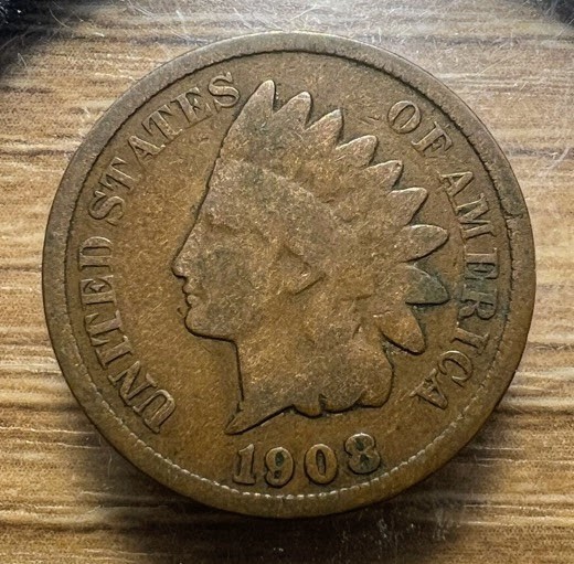 1908 Indian Head Cent - Actual Coin Shown - Free Shipping & Tracking INV#8