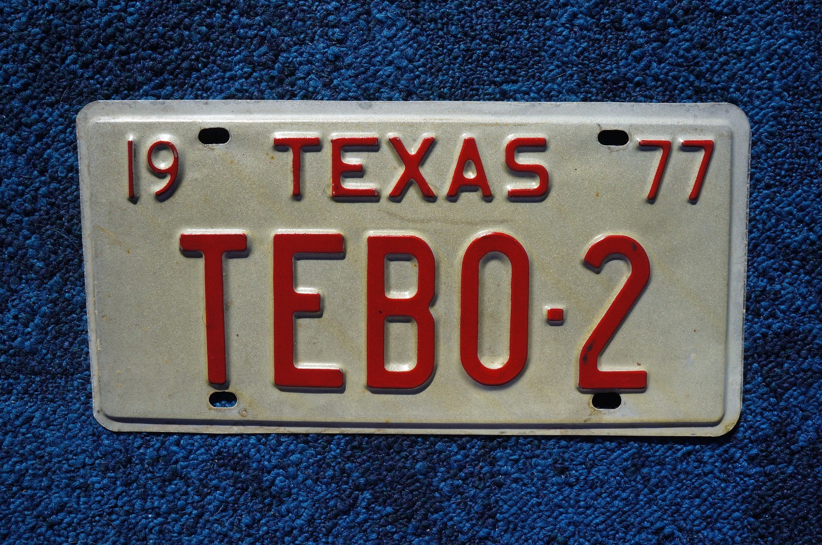 1977 TEXAS State License Plate - TEBO - 2